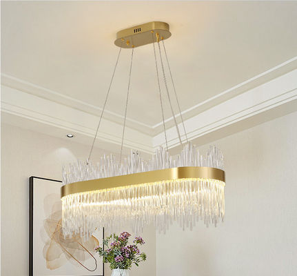 3000K To 6500K Modern Luxury Ceiling Lights Brass Gold Crystal Chandelier Double Rimmed