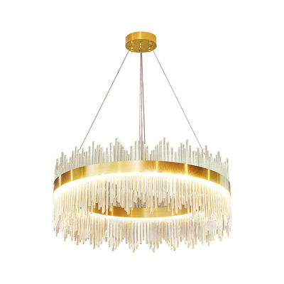 3000K To 6500K Modern Luxury Ceiling Lights Brass Gold Crystal Chandelier Double Rimmed