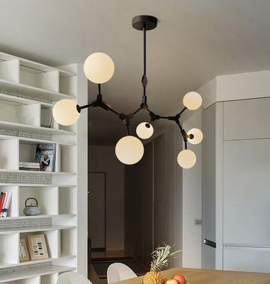 Detachable Pole Glass Pendant Lamps G9 Milk Glass Chandelier Branch Type