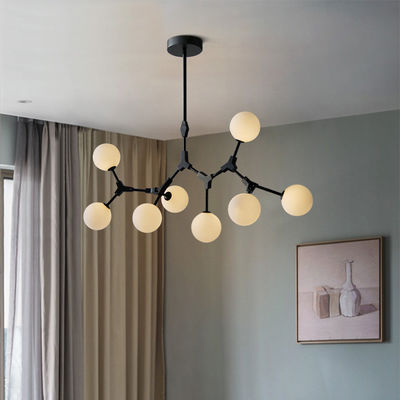 Detachable Pole Glass Pendant Lamps G9 Milk Glass Chandelier Branch Type