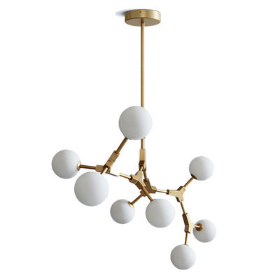 Detachable Pole Glass Pendant Lamps G9 Milk Glass Chandelier Branch Type