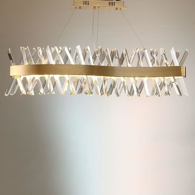 Semi Ellipse Luxury Pendant Lights K9 Ceiling Light Modern Crystal Chandelier 4500K 6500K