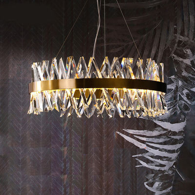 Semi Ellipse Luxury Pendant Lights K9 Ceiling Light Modern Crystal Chandelier 4500K 6500K