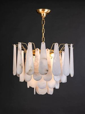 Minimalist Modern Decorative Lamps 80lm Alabaster Stone Chandelier