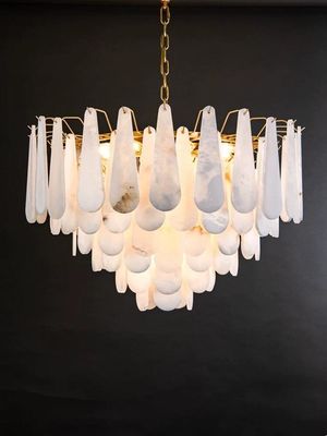 Minimalist Modern Decorative Lamps 80lm Alabaster Stone Chandelier