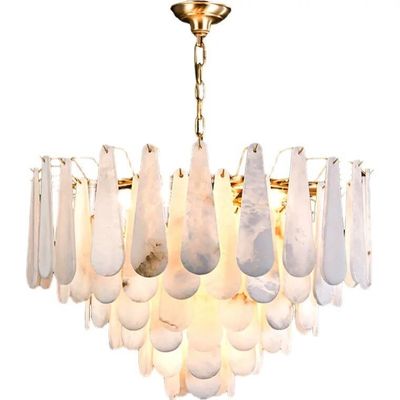 Minimalist Modern Decorative Lamps 80lm Alabaster Stone Chandelier