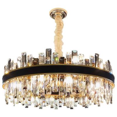 E14 Luxury Modern Crystal Chandeliers Rustproof Leather Decoration Black Pendant Light
