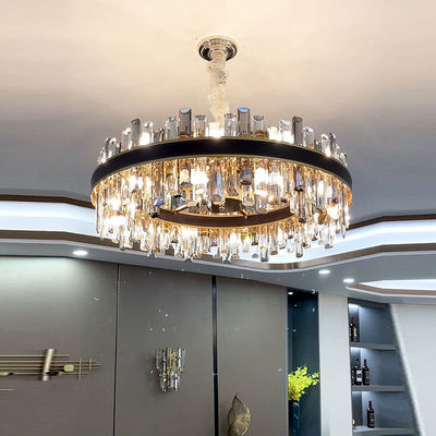 E14 Luxury Modern Crystal Chandeliers Rustproof Leather Decoration Black Pendant Light