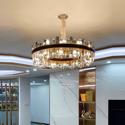 E14 Luxury Modern Crystal Chandeliers Rustproof Leather Decoration Black Pendant Light