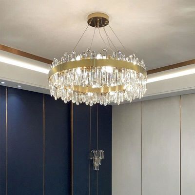 110V 240V E12 E14 Brushed Stainless Steel Entryway Chandelier Lighting For Dining Room