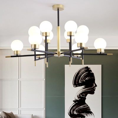 Nordic Glass Ball Modern Pendant Light E27 Wrought Iron Branch Decorative Chandelier Lights ODM
