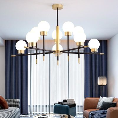 Nordic Glass Ball Modern Pendant Light E27 Wrought Iron Branch Decorative Chandelier Lights ODM