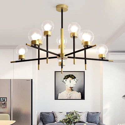 Nordic Glass Ball Modern Pendant Light E27 Wrought Iron Branch Decorative Chandelier Lights ODM