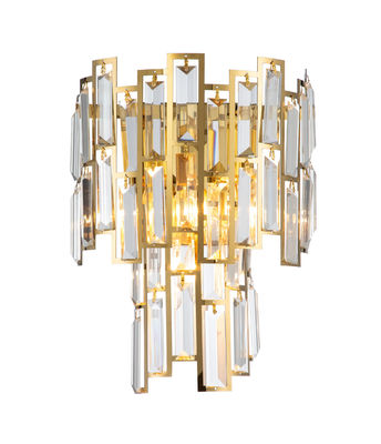 AC220V Stainless Steel Modern Crystal Wall Lights Clear Tiered Crystal Wall Sconce