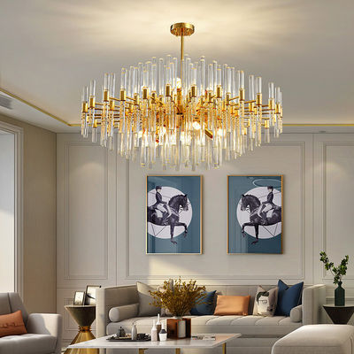 LED K9 Crystal Entryway Chandelier E14 6500K Luxury Ceiling Lights Gold Crystal