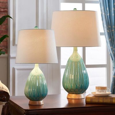 Home Decoration Round Traditional Ceramic Table Lamps 31W 41W E27 Light Source