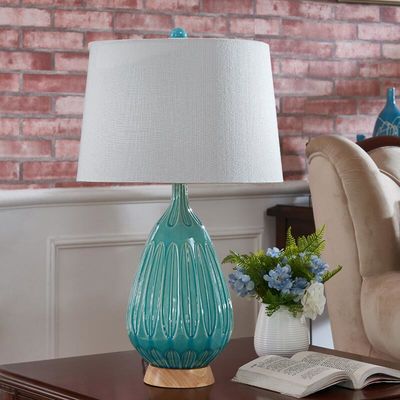 Home Decoration Round Traditional Ceramic Table Lamps 31W 41W E27 Light Source