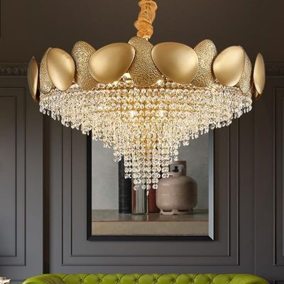 D60*H40cm E14 Luxury Pendant Lights 4000K Large Round Crystal Chandelier
