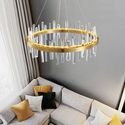 Geometric Stainless Crystal Luxury Pendant Light Fixtures High End ODM