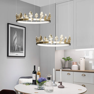 Dia40cm Dia60cm Copper Brass Leaf Pendant Chandelier Lights Tricolor Anti Rust