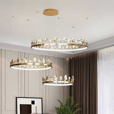 Dia40cm Dia60cm Copper Brass Leaf Pendant Chandelier Lights Tricolor Anti Rust