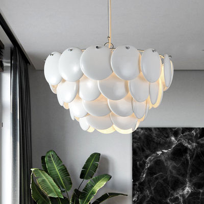 White Ceramic Iron Modern Crystal Chandelier E14 Lamp 8 To 20m2