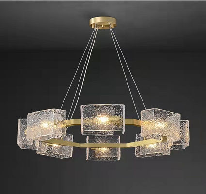 H65 Brass Contemporary Modern Decorative Lamps Water Ripple Glass Light Tricolor