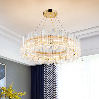 Electroplating Gold Luxury Pendant Lights 3000k To 6500K Crystal Round Light