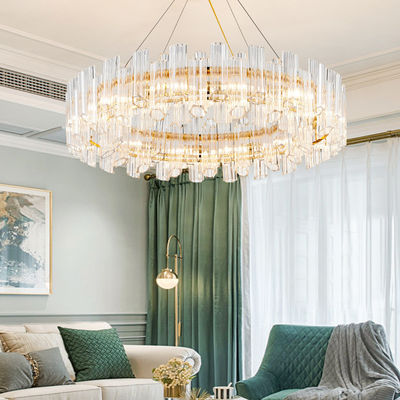 Electroplating Gold Luxury Pendant Lights 3000k To 6500K Crystal Round Light