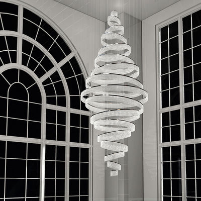 Thickened Chassis Polishing Crystal Large Chandelier Lights 25m2 For Double Revolving Staircase