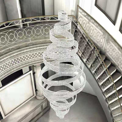 Thickened Chassis Polishing Crystal Large Chandelier Lights 25m2 For Double Revolving Staircase