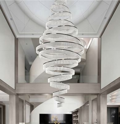 Thickened Chassis Polishing Crystal Large Chandelier Lights 25m2 For Double Revolving Staircase