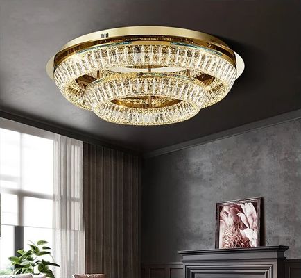 45W 75W 135W Circular Crystal High Ceilings Chandeliers Light Crystal Round Lamp