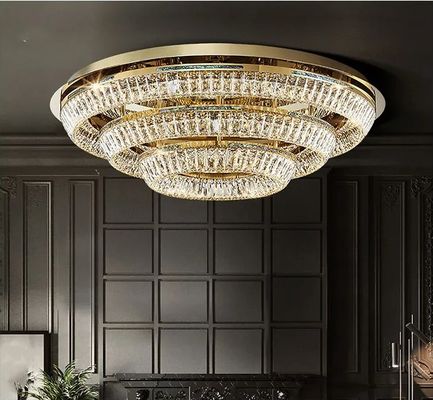 45W 75W 135W Circular Crystal High Ceilings Chandeliers Light Crystal Round Lamp