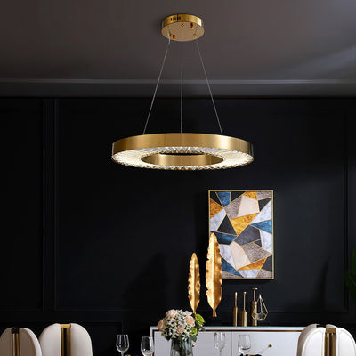 Brushed Brass Dimmable Three Ring LED Modern Ring Chandelier 110V To 240V