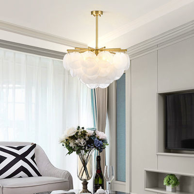 White Frosted Glass Disk Chandelier Glass Pendant Lamps E27 60w For Kitchen ODM
