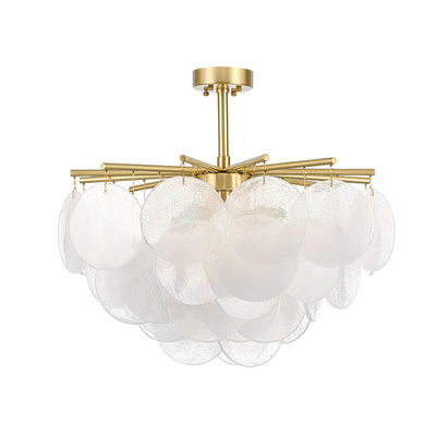 White Frosted Glass Disk Chandelier Glass Pendant Lamps E27 60w For Kitchen ODM