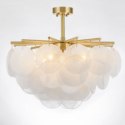 White Frosted Glass Disk Chandelier Glass Pendant Lamps E27 60w For Kitchen ODM