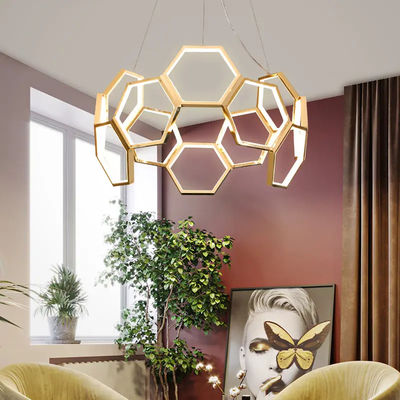 Hexagon LED Acrylic Commercial Chandelier Modern Decorative Lamps Originality Strong Bearing Capacity