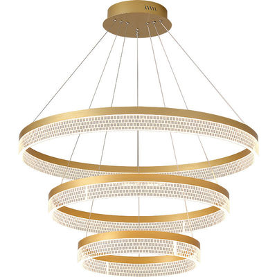 Tricolor Modern Ring Chandelier Dimmable Double Ring Pendant Light With Acrylic Lampshade