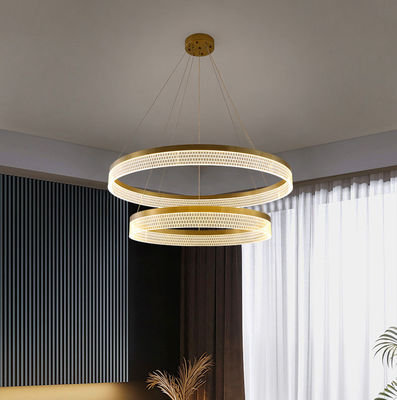 Tricolor Modern Ring Chandelier Dimmable Double Ring Pendant Light With Acrylic Lampshade