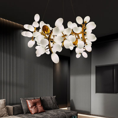 All Copper High End Pendant Lights Stamping White Alabaster Hanging Light Fixtures