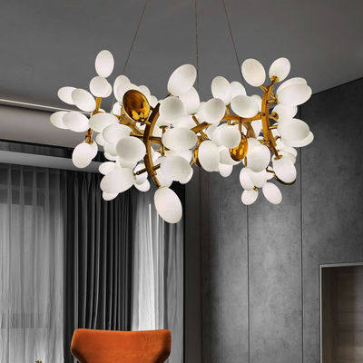 All Copper High End Pendant Lights Stamping White Alabaster Hanging Light Fixtures