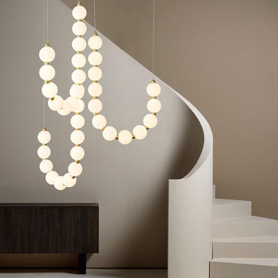 Linear Glass Pendant Lamps 135W 45W White Glass Ball Ceiling Light Sealing Glaze