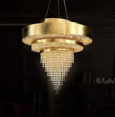 Metal Transparent Crystal Custom Pendant Lights For Hotel And Banquet Hall