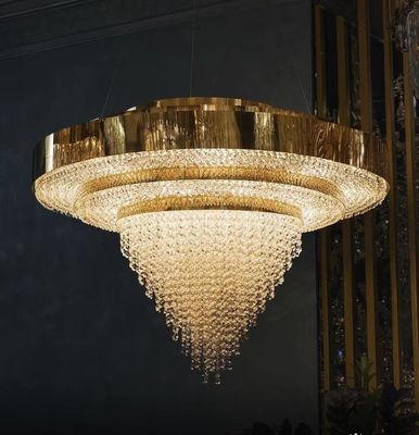 Metal Transparent Crystal Custom Pendant Lights For Hotel And Banquet Hall