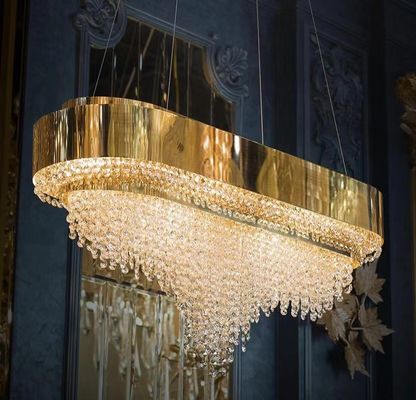 Metal Transparent Crystal Custom Pendant Lights For Hotel And Banquet Hall