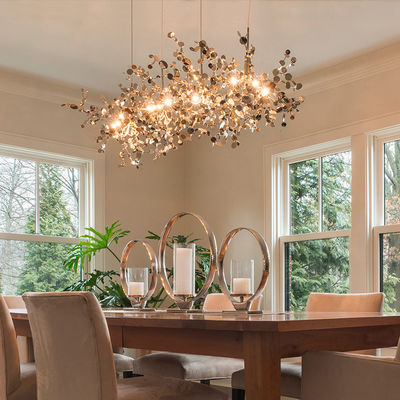 Shimmer Branching Disc Chrome Chandelier Ceiling Light Customized