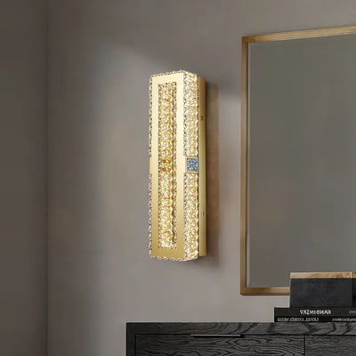 Rustproof Contemporary Gold Crystal Wall Sconce Lighting Electroplating Polishing