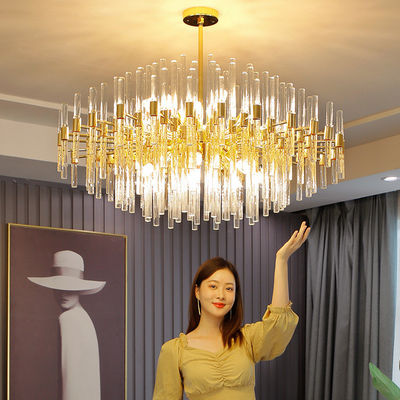 LED K9 Crystal Entryway Chandelier E14 6500K Luxury Ceiling Lights Gold Crystal
